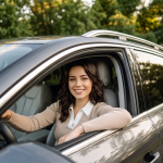 Driver sitting in a car for a driver type insurance guide