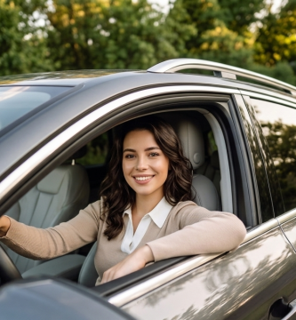 Driver sitting in a car for a driver type insurance guide