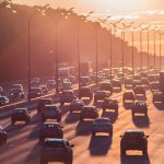 Heavy traffic on a highway affecting car insurance rates