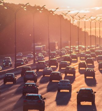 Heavy traffic on a highway affecting car insurance rates