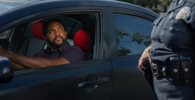 Driver pulled over during a traffic stop for driving without insurance