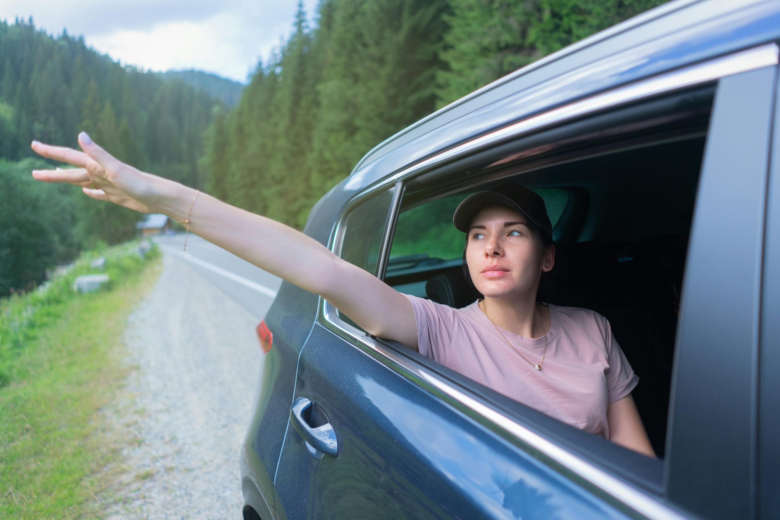 Driver confused about car insurance myths on a road trip
