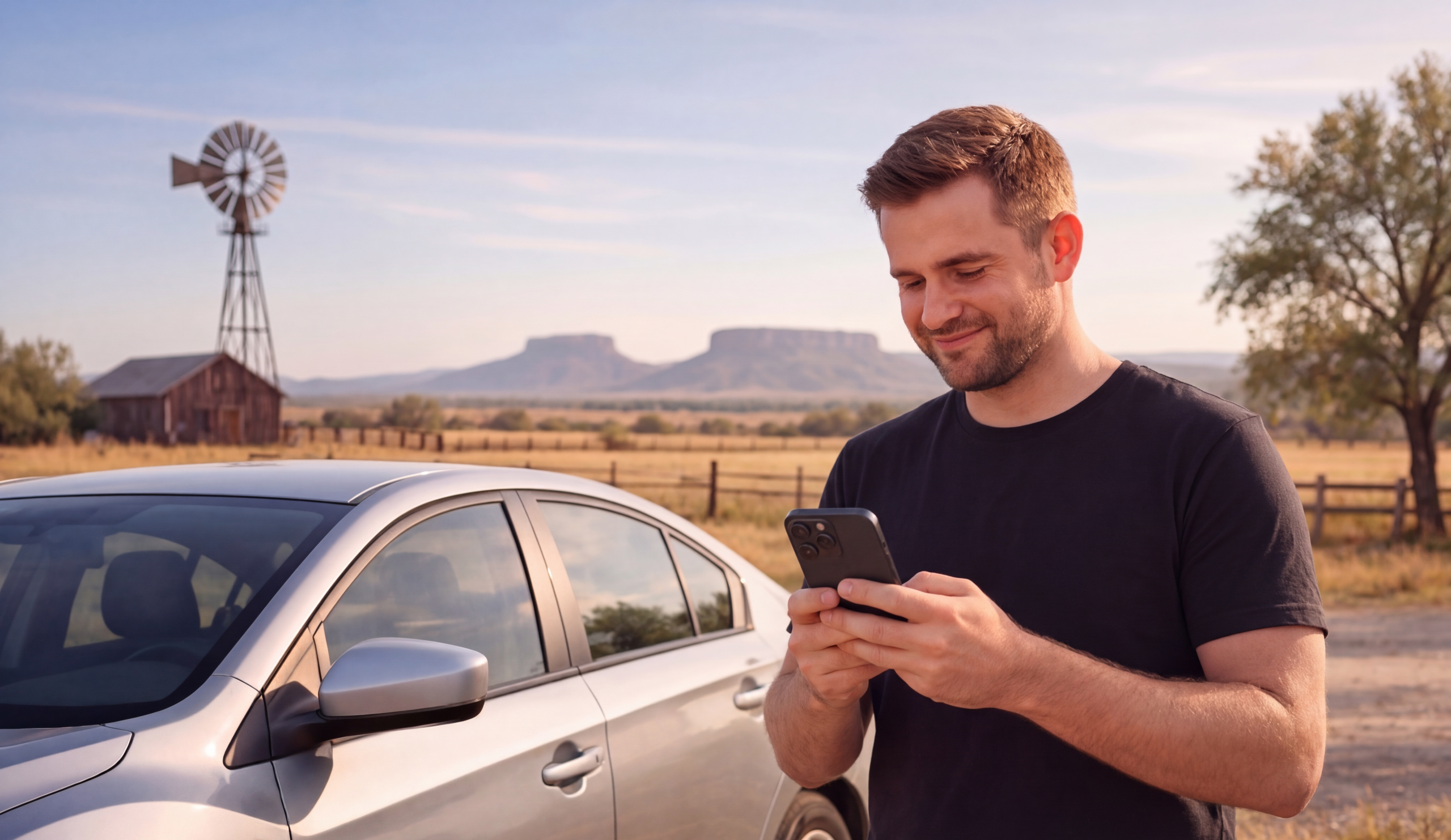 Driver comparing full coverage car insurance in Texas on a phone