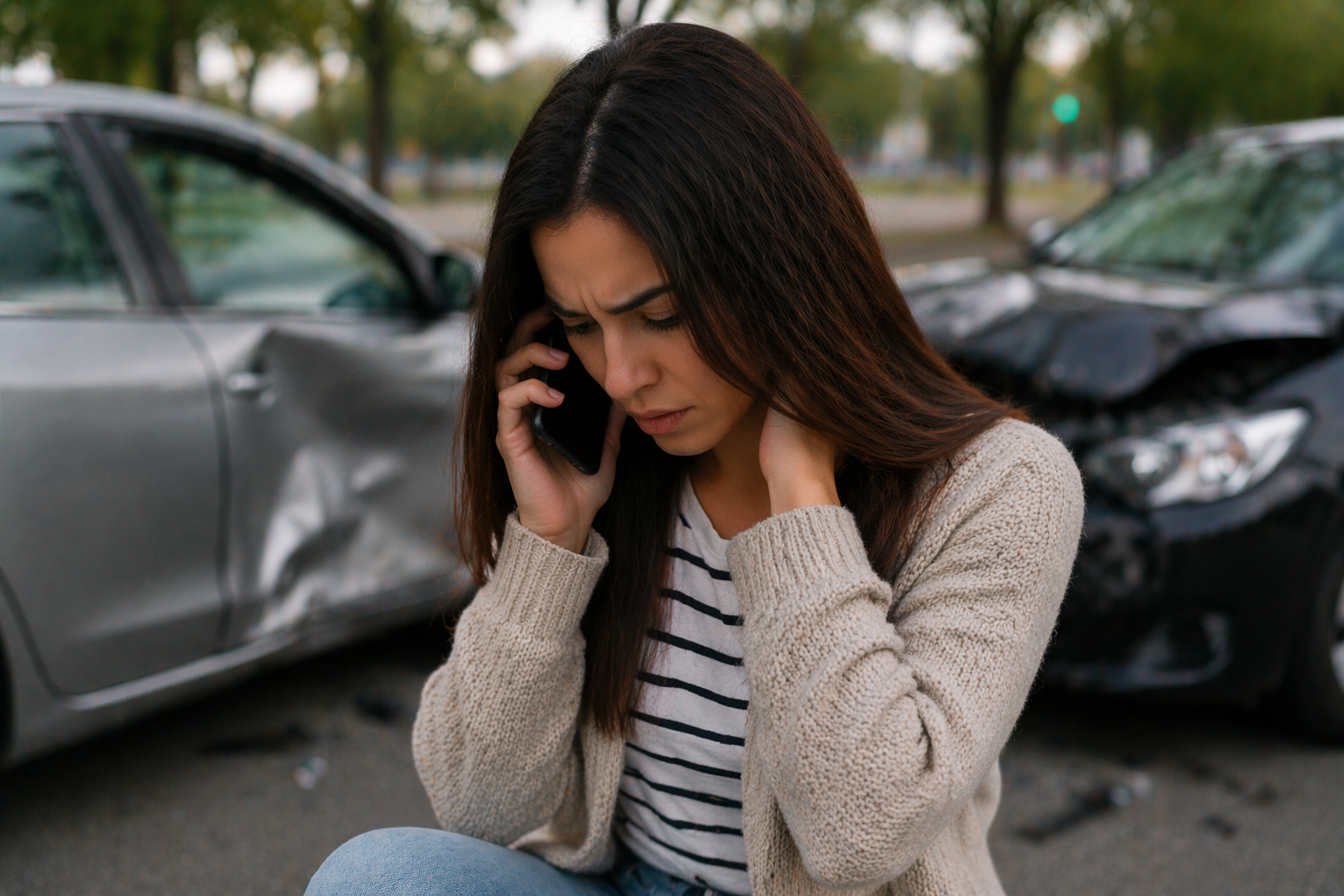 Driver calling after a car accident for MedPay and PIP coverage
