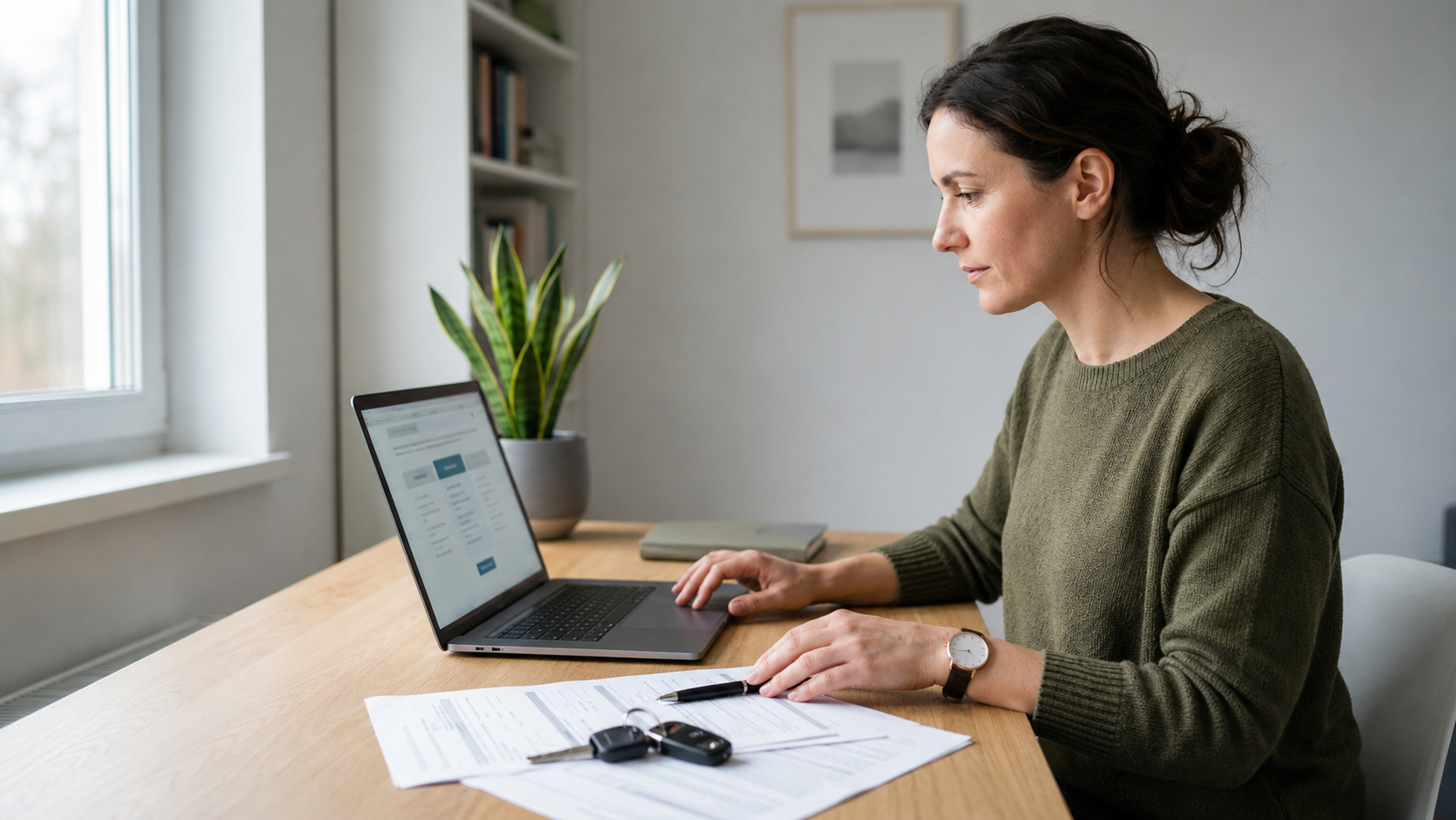 Driver comparing car insurance options before switching mid-policy