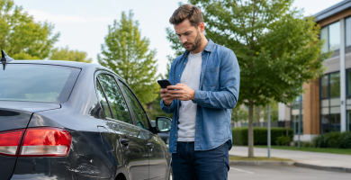 Driver reporting a hit-and-run accident to the insurance company