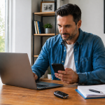 Driver comparing car insurance options before switching mid-policy