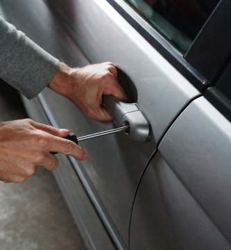 Attempted car theft damaging a vehicle door lock