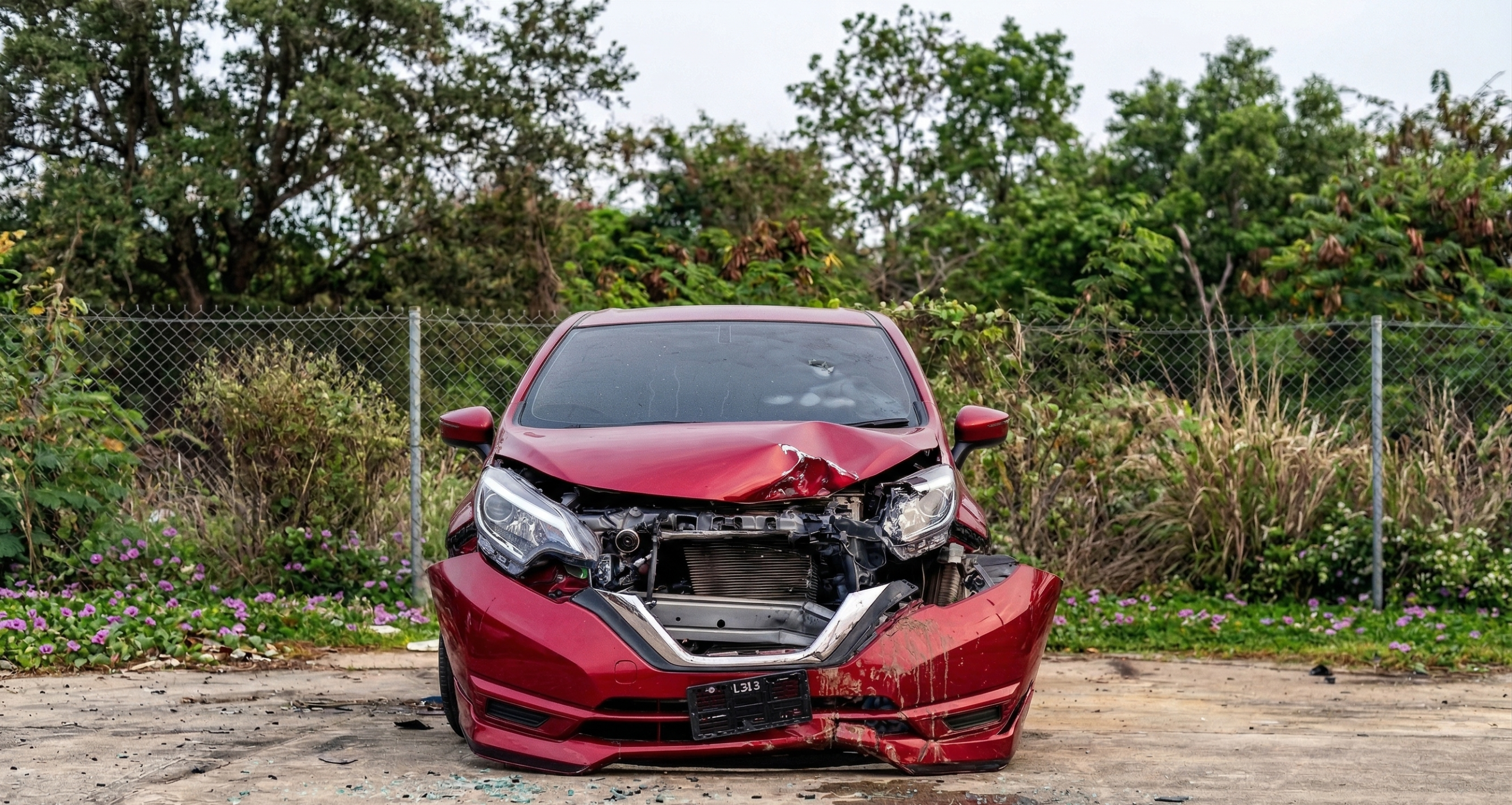 Damaged car with front-end damage for salvage or rebuilt title insurance guide